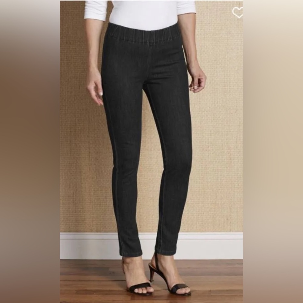 Soft Surroundings Black Stretchy Elastic Waist Pull On‎ Denim Pants